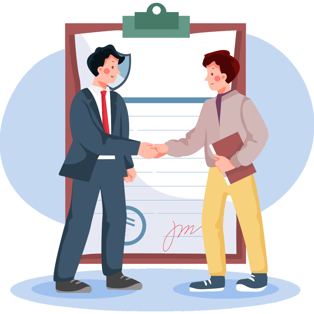 Car warranty handshake illustration